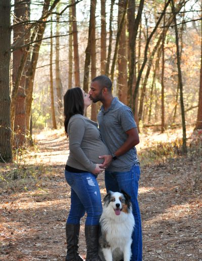 First and Forever Photography, Iveta Dietz, photography by Iveta Dietz, maternity, pregnancy, couple, belly, dog, baby, best newborn photographer, best baby photographer, best St. Charles photographer, St. Louis photographer, baby's first year, safe posing, safety first, comfortable posing, forest, pine trees, nature, natural photography, proud parents, belly